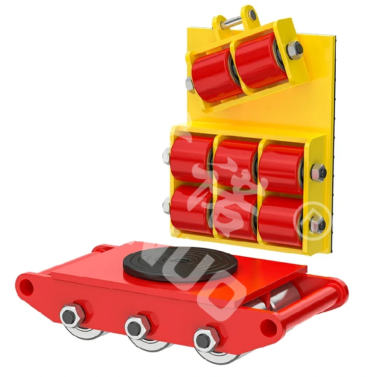 Cargo handling trolley with roller layout for equipment movement