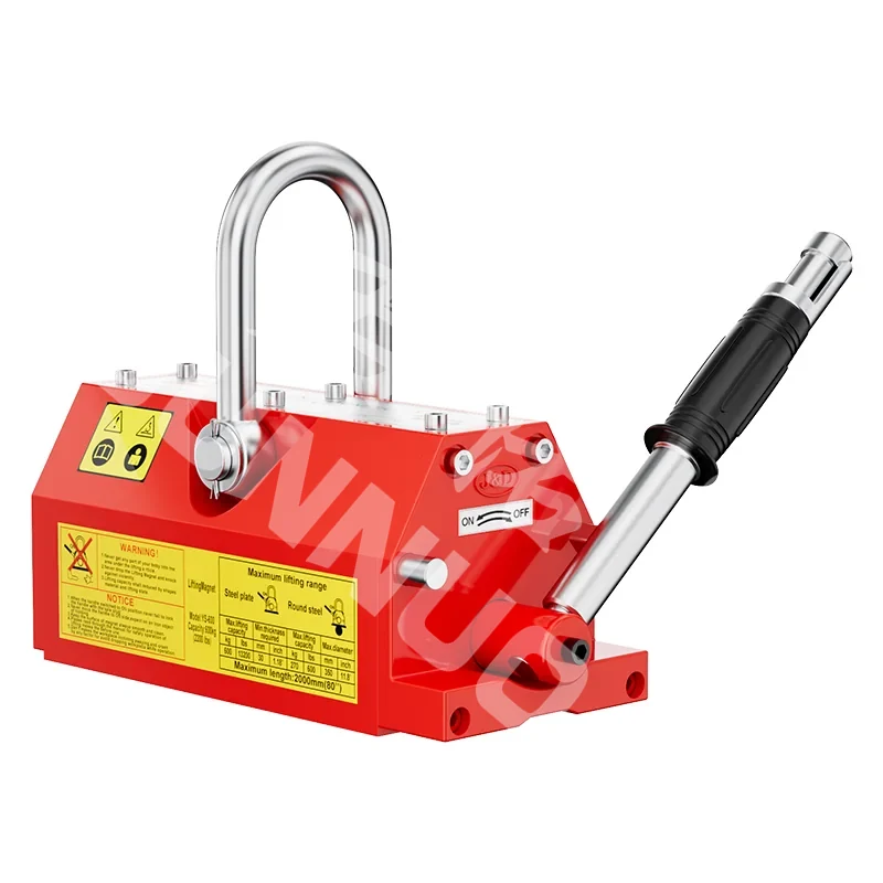 Red permanent magnetic lifter with operating handle
