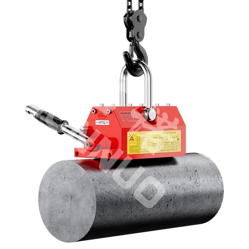 Permanent magnetic lifter handling round steel material