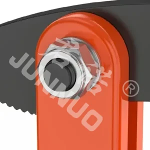 Scissor lifting clamp with orange gripping jaws