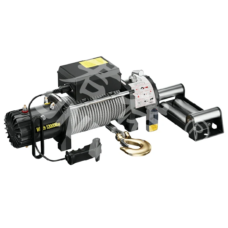 Vehicle-mounted electric winch with wire rope and hook