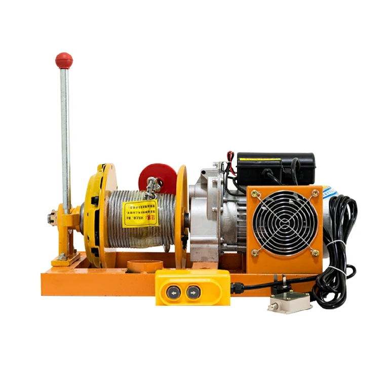 Clutch electric hoist with wire rope drum and motor