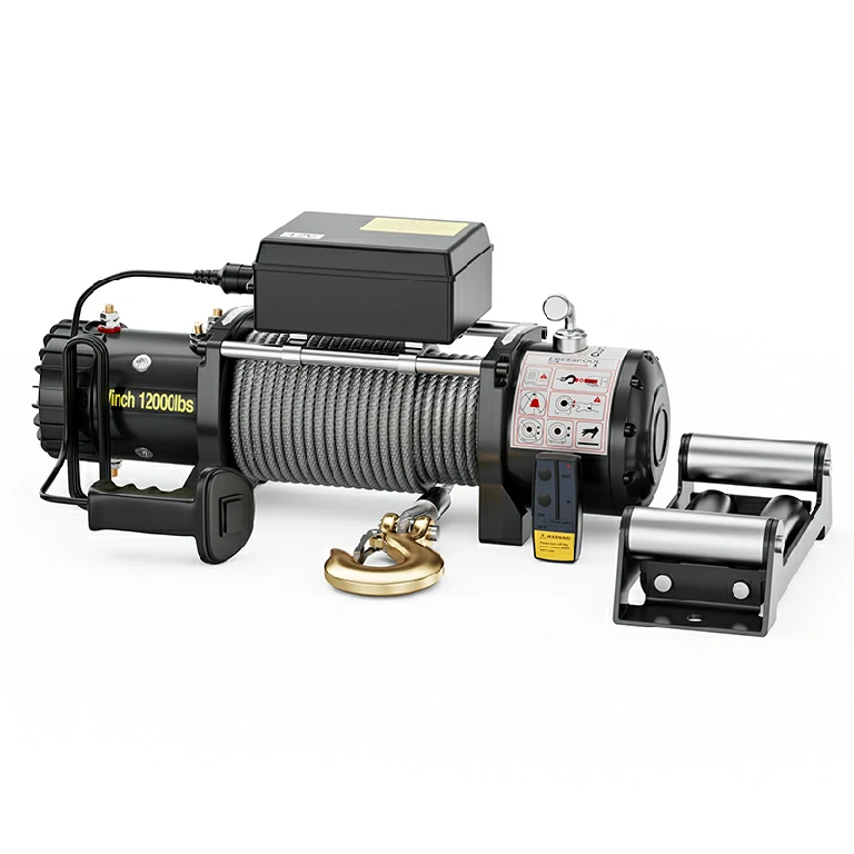 Construction electric cable hoist with wire rope and hook