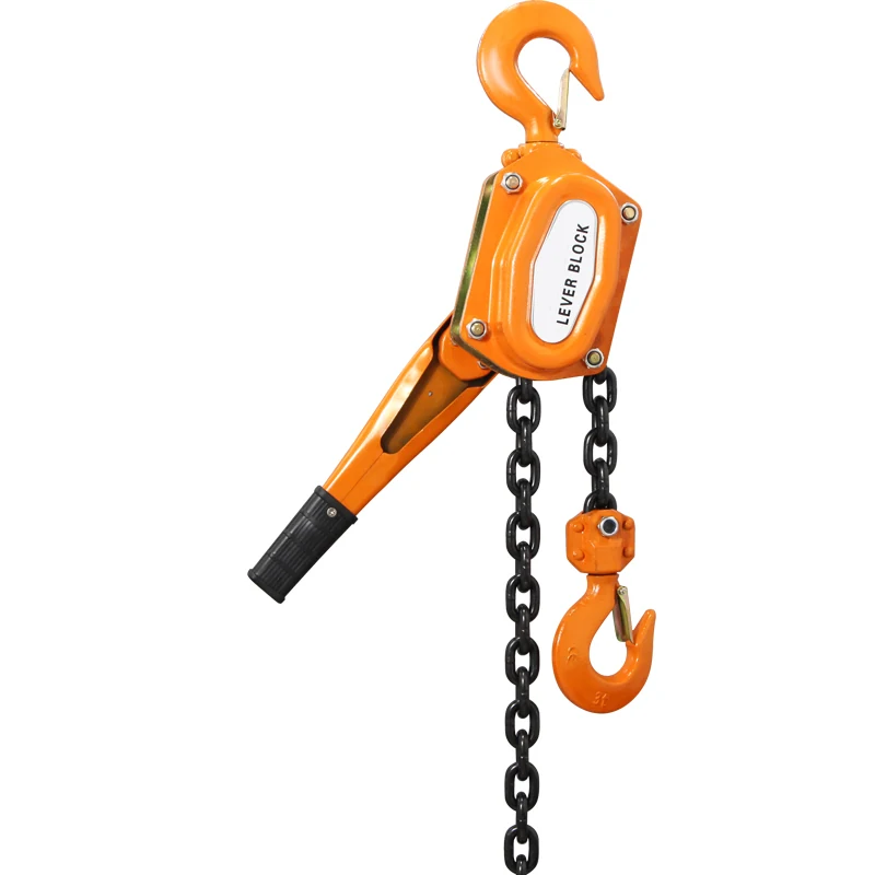 Yellow ratchet lever block with chain and hook